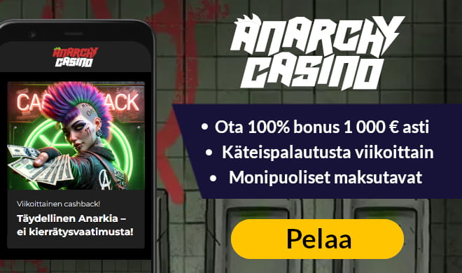 Lue Anarchy Casino arvostelu ja ota tervetulobonus.