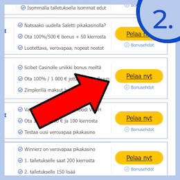 Siirry kasinolle Pelaa nyt -napista.