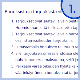 Selkeä, suomenkielinen kasinosivusto.