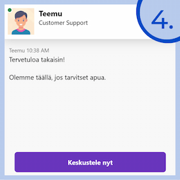 Asiakaspalvelu palvelee suomeksi.