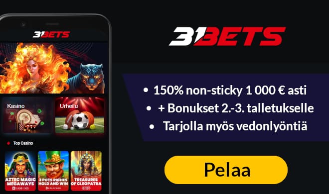 Lue 31Bets Casino arvostelu ja ota bonukset.
