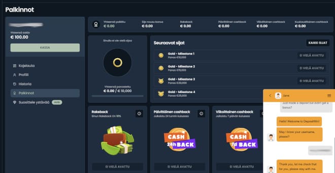 Lunasta Deposit Win bonus heti ensitalletuksella.