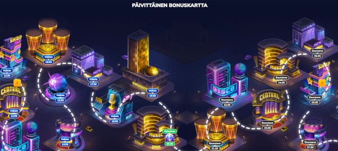 RioAce kasino palkitsee pelaajat joka päivä bonuskartan avulla.