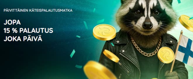 Roolikasino antaa jopa 15% käteispalautusta päivittäin.