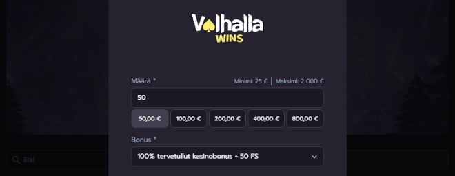 ValhallaWins Casino kotiutus ja talletus onnistuu monipuolisilla maksutavoilla.