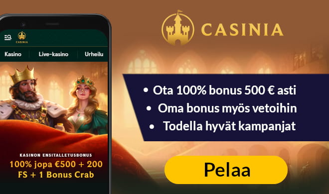 Lue Casinia Casino arvostelu ja ota tervetulobonus.