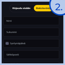Rekisteröisy, jos kasino sitä vaatii.