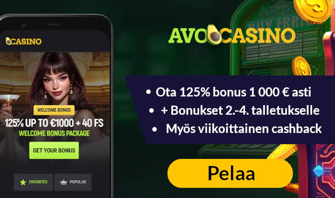 Lue AvoCasino arvostelu ja ota bonukset.