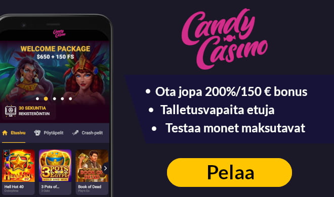 Lue Candy Casino arvostelu ja valitse bonus.