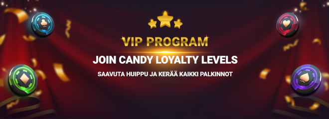 Candy kasino palkitsee VIP-pelaajat monitasoisella ohjelmalla.