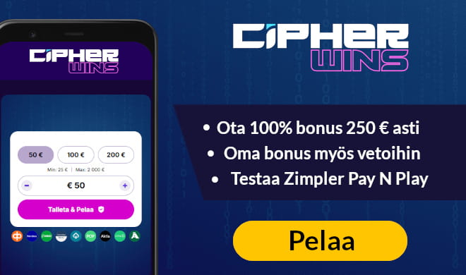 Lue CipherWins kasino arvostelu ja ota bonus.