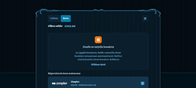 Fambet Casino kotiutus ja talletus onnistuu myös pankkisiirrolla.
