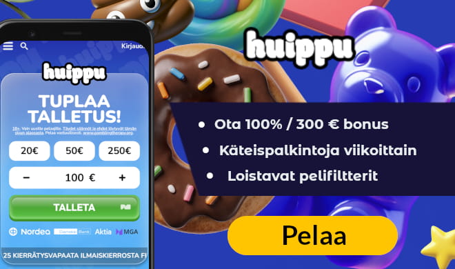 Huippukasino aloittaa pelit talletubonuksella ja ilmaiskierroksilla