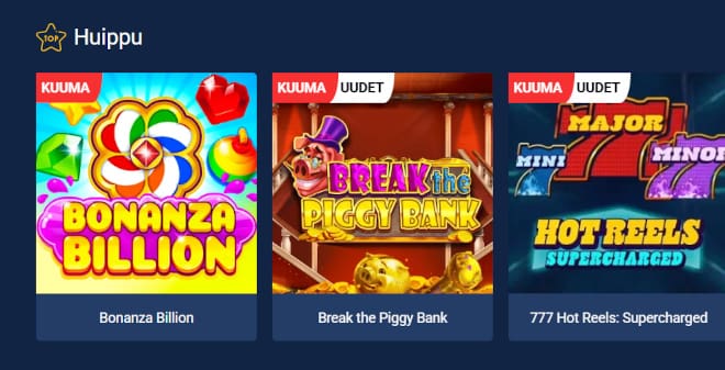 Testaa parhaat JackpotyCasino pelit.
