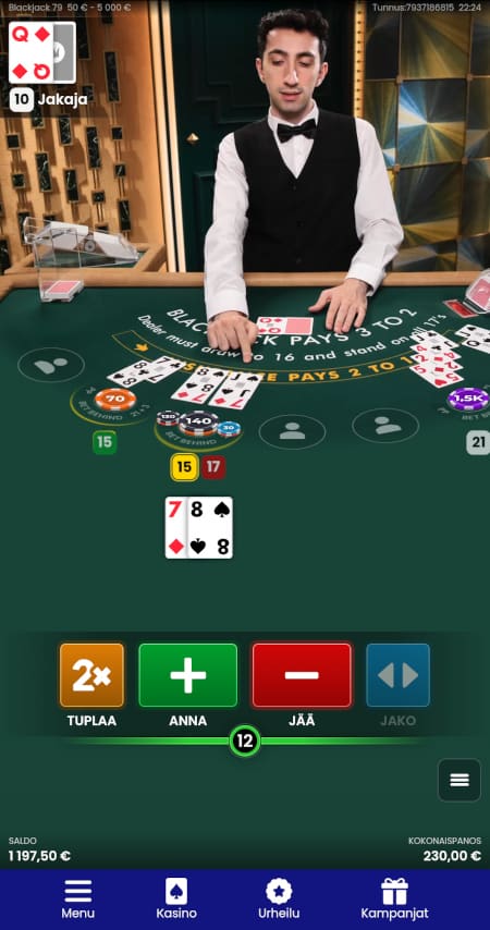 Livenettikasino blackjack uusi ominaisuus.