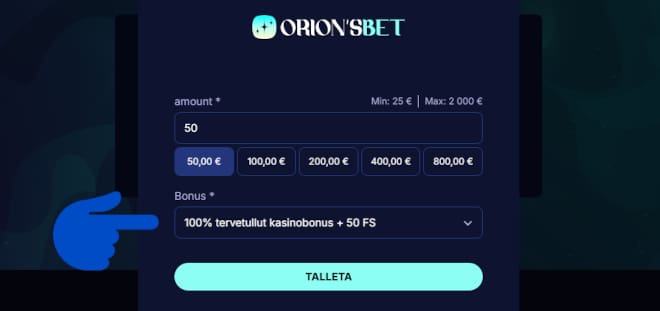 OrionsBet Casino kotiutus ja talletus onnistuu pankkisiirrolla.
