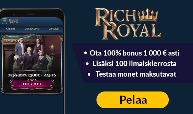 Lue RichRoyal Casino arvostelu ja ota uuden pelaajan bonukset.