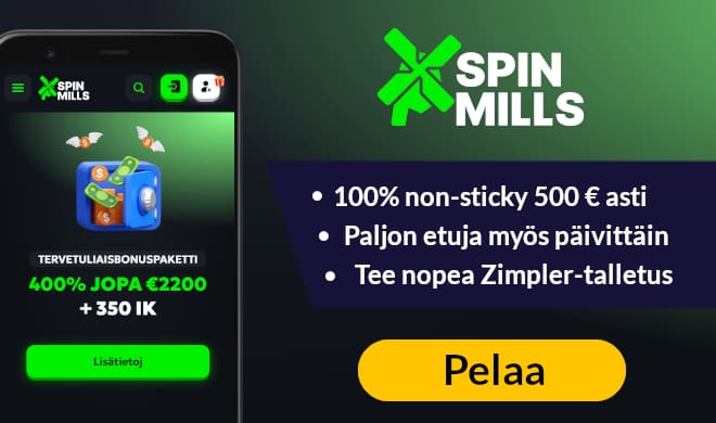 Lue SpinMills Casino arvostelu ja ota bonus.