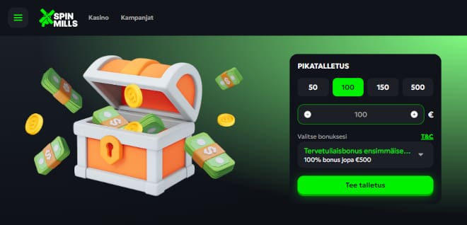 Hanki SpinMills Casino kokemuksia pikana.