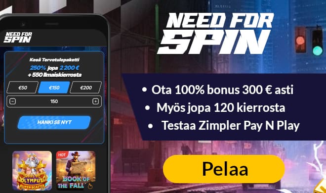 Lue NeedForSpin Casino arvostelu ja aloita pelit bonuspaketilla.