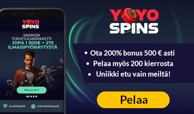 Lue YoyoSpins Casino arvostelu ja ota uniikki bonus.