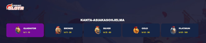 CasinoSlota kanta-asiakasohjelmassa on sata tasoa.