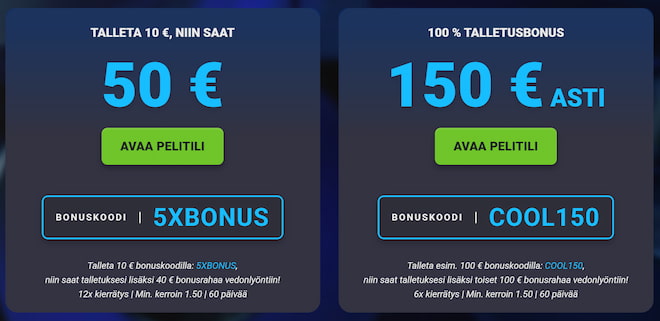 Coolbetin vedonlyöntibonukset.