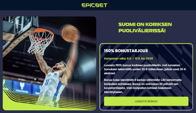 epicbet em koripallo suomi georgia 150% bonus