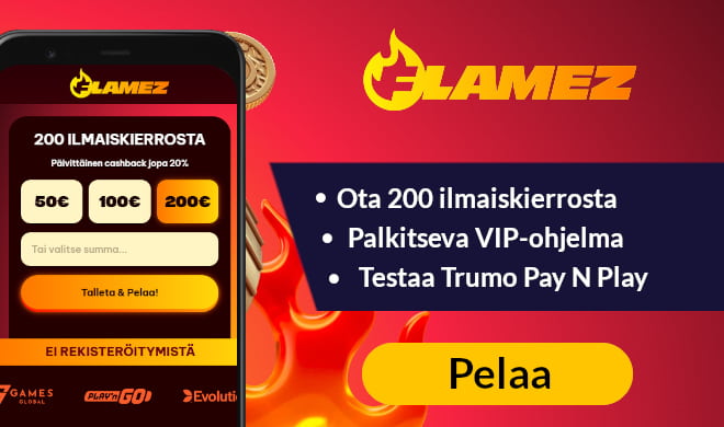 Lue Flamez Casino arvostelu ja ota ilmaiskierroksia tänään.