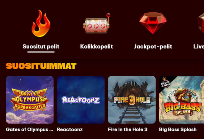 Testaa jännittävät Flamez Casino pelit.