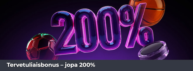 Ninja Casinolta jopa 200% vedonlyöntibonus.