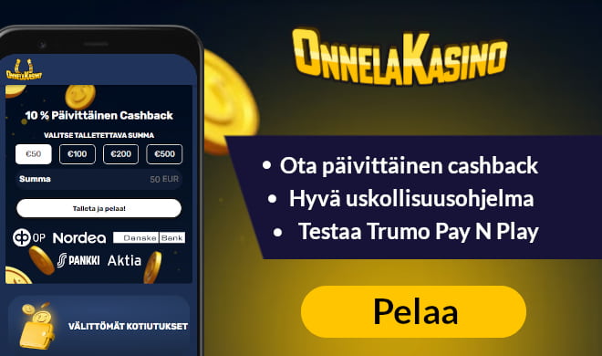 Lue Onnela Casino arvostelu ja pelaa pikana.
