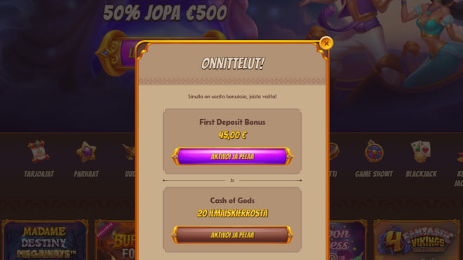 Aktivoi jokainen AbuKingCasino bonus erikseen.