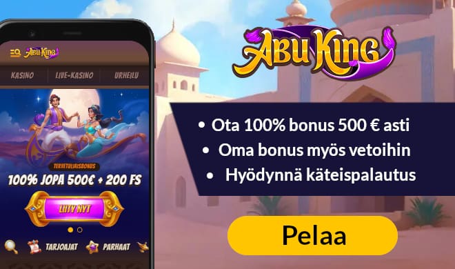Lue AbuKing Casino arvostelu ja ota bonus.