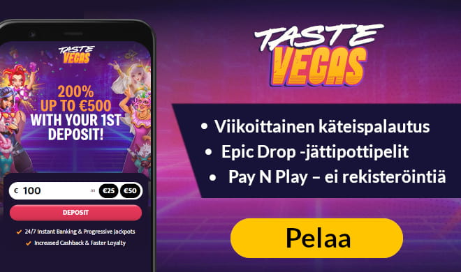 Lue TasteVegas Casino arvostelu ja pelaa ilman rekisteröitymistä.