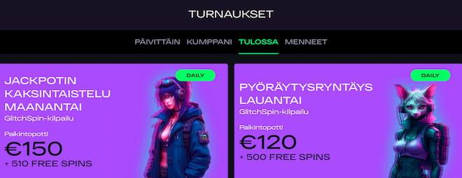GlitchSpin Casino turnaukset.