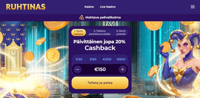 Ruhtinas Casino kotiutus ja talletus onnistuu pikana.