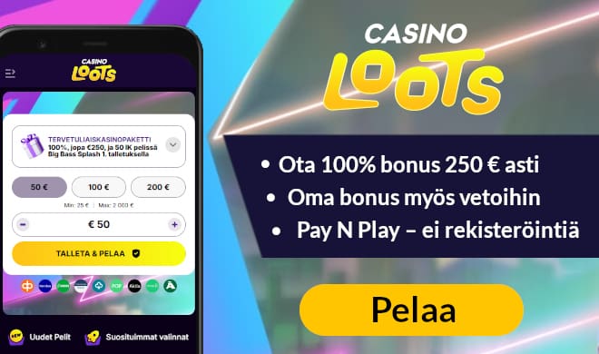 Lue Casinoloots arvostelu ja valitse bonus.