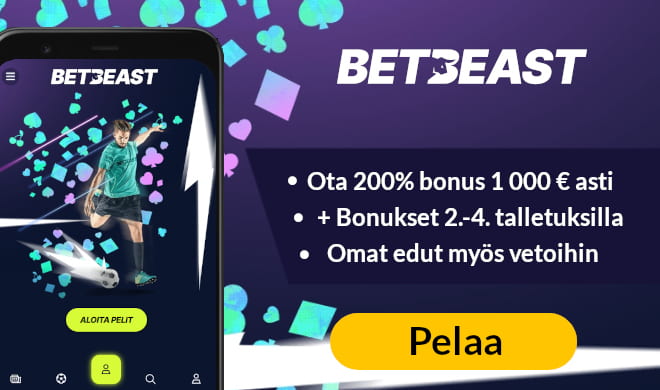 Lue BetBeast Casino arvostelu ja ota ensimmäinen bonus.