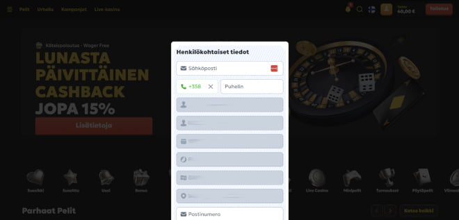 MegaRich Casino kotiutus ja talletus onnistuu pikana.