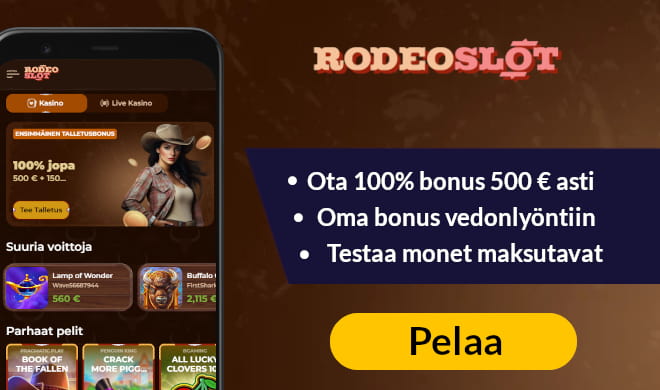 Nappaa RodeoSlot bonus kasinolle tai vedonlyöntiin.