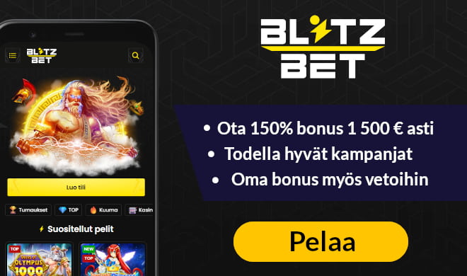Lue BlitzBet Casino arvostelu ja ota iso bonus.