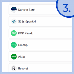 Valitse pankkisi ja tunnistaudu.