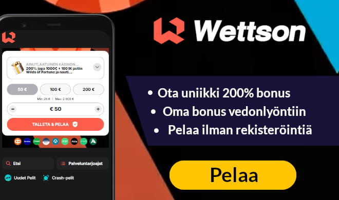 Lue Wettson Casino arvostelu ja valitse bonus kasinolle tai vedonlyöntiin.