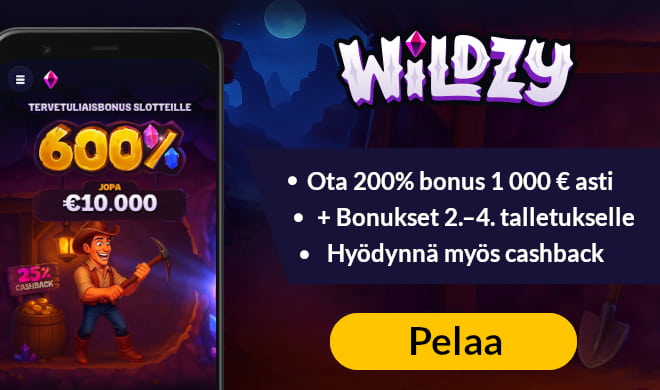 Lue Wildzy Casino arvostelu ja ota bonus.