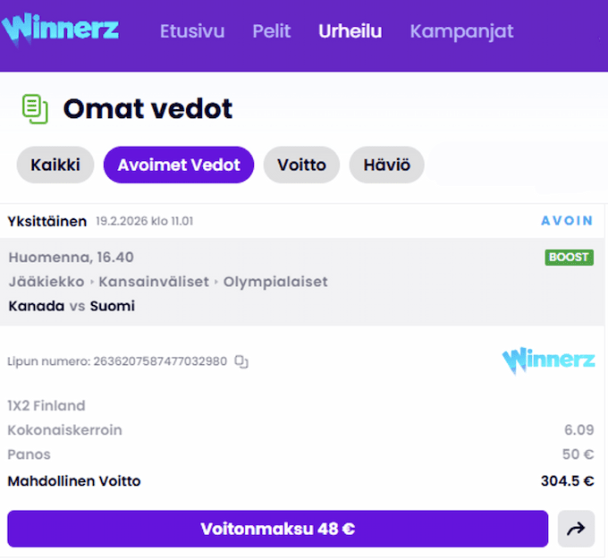 winnerz veto suomi voitolle