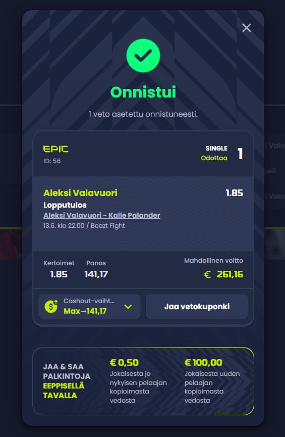 aleksi valavuori voitto beazt fight ottelussa