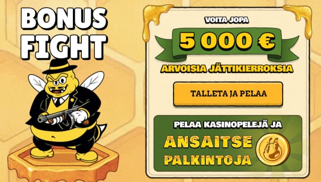 Ampparikasino palkitsee pelaajat Bonus Fightista saatavilla kierroksilla.