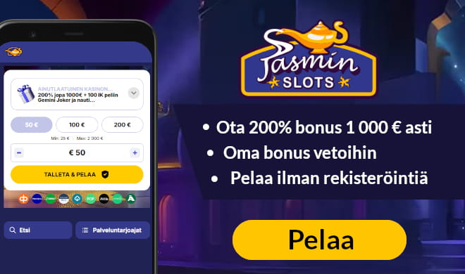 Lue JasminSlots Casino arvostelu ja valitse tervetulobonus.