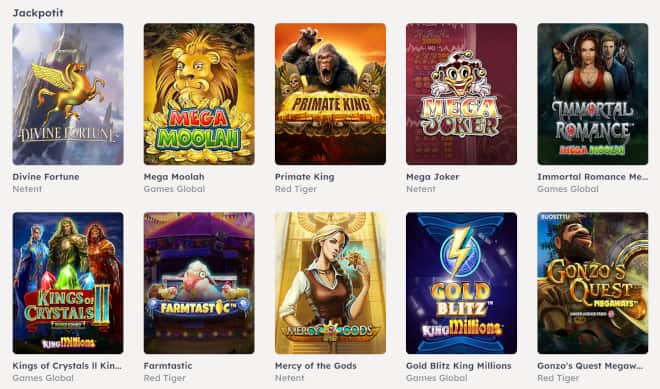 Testaa Oh! kasino pelit ja useat jackpotit.